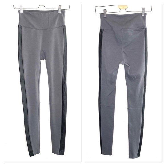 Assets by Spanx grey leggings faux leather legging - Picture 1 of 5